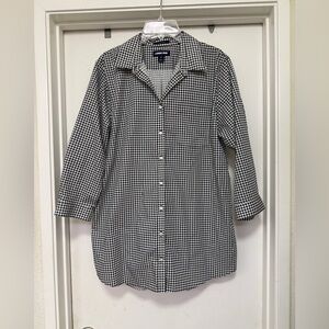 Lands’ End black/white houndstooth, supima cotton - no iron - size 16 - tunic